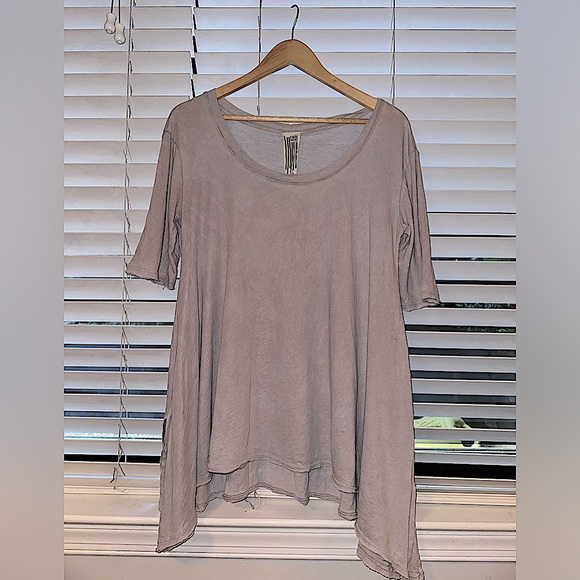 Free People - Mid-Sleeve Side Slit Scoop Neck Tunic - Picture 2 of 4